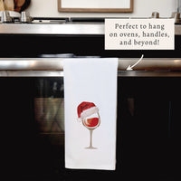 Santa Hat Wine Glass Tea Towel