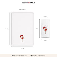 Santa Hat Wine Glass Tea Towel