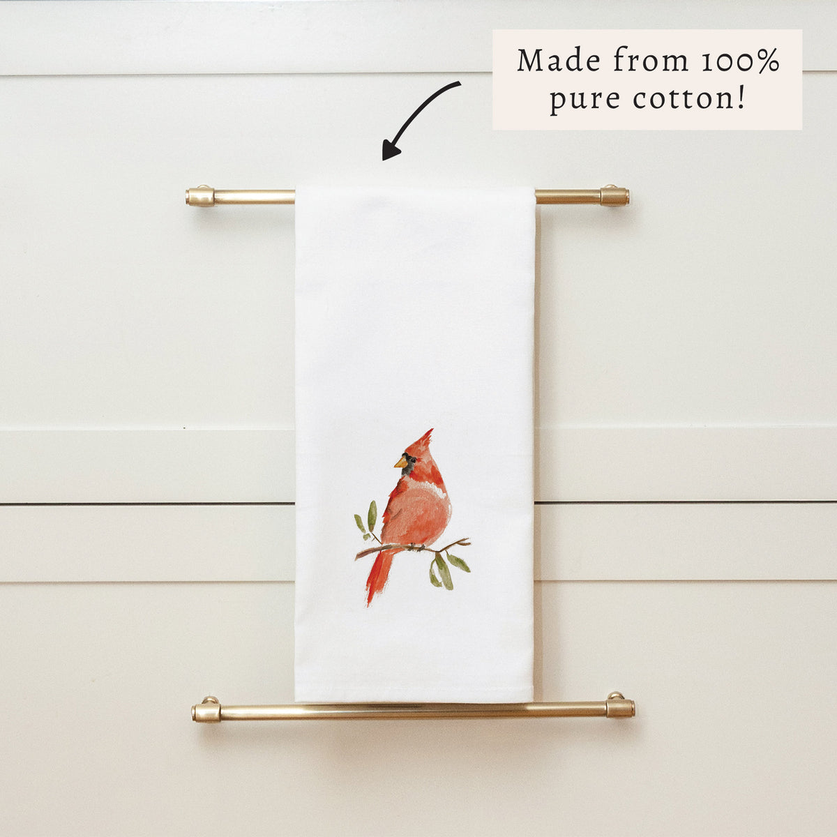 Watercolor Cardinal Tea Towel
