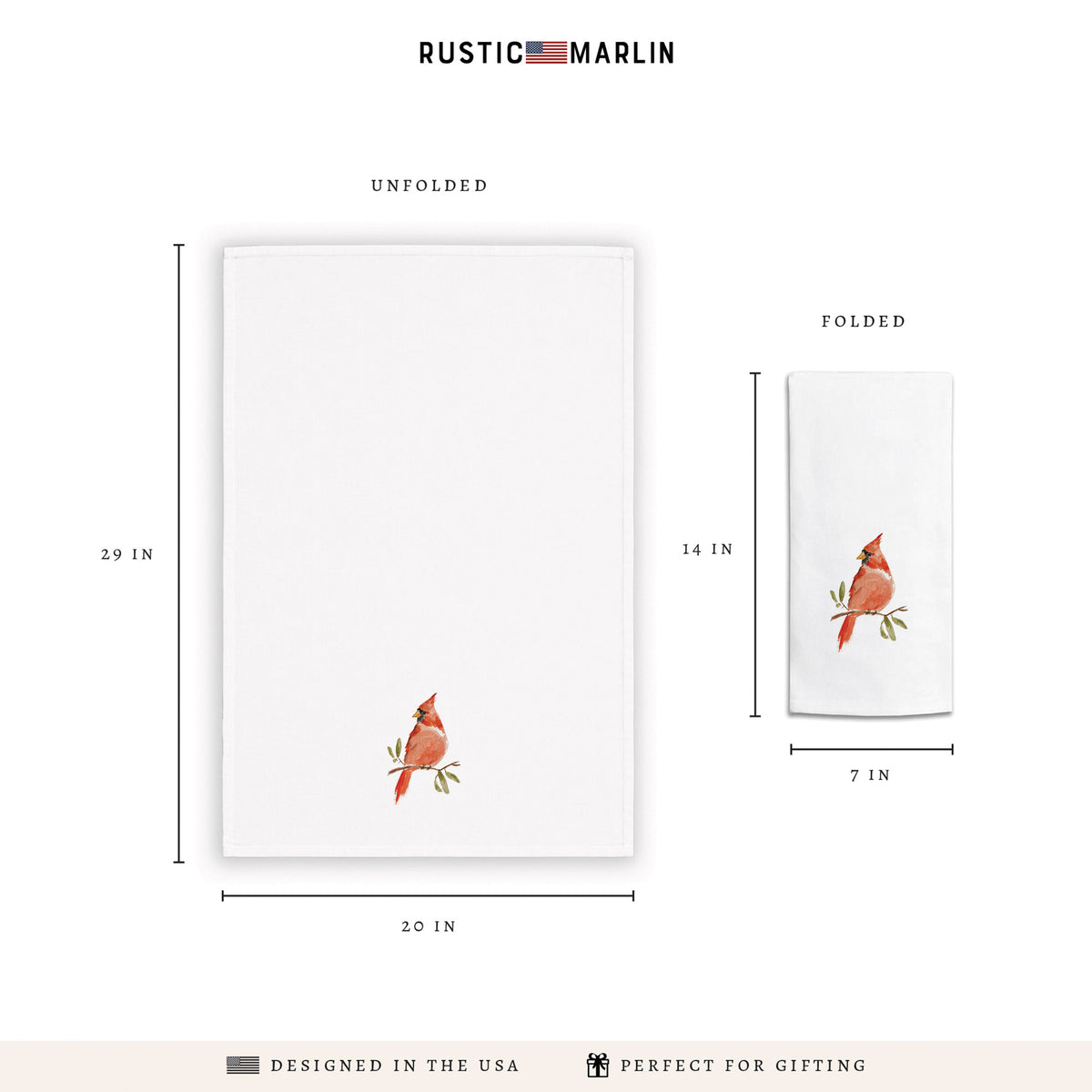 Watercolor Cardinal Tea Towel