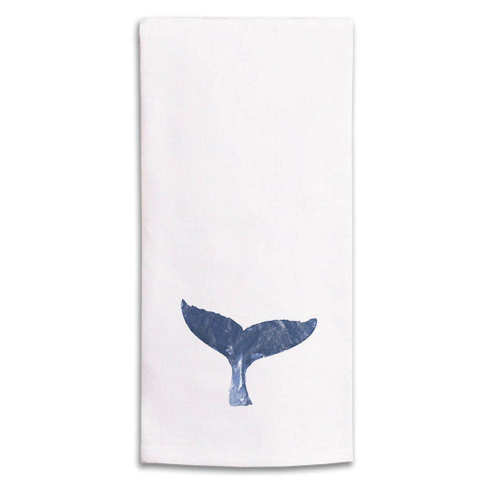 Indigo Whale Tail Tea Towel