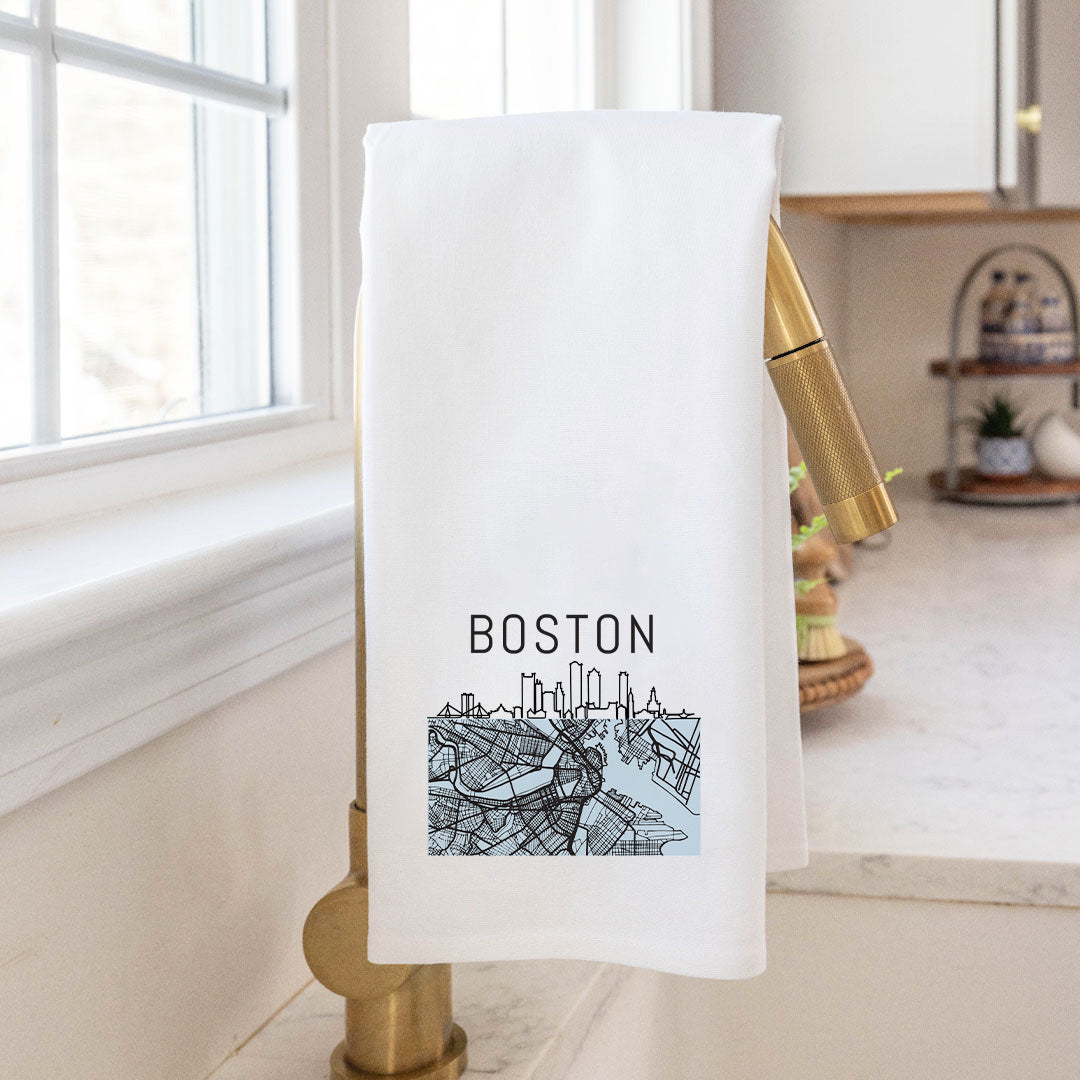 Boston City Map Tea Towel