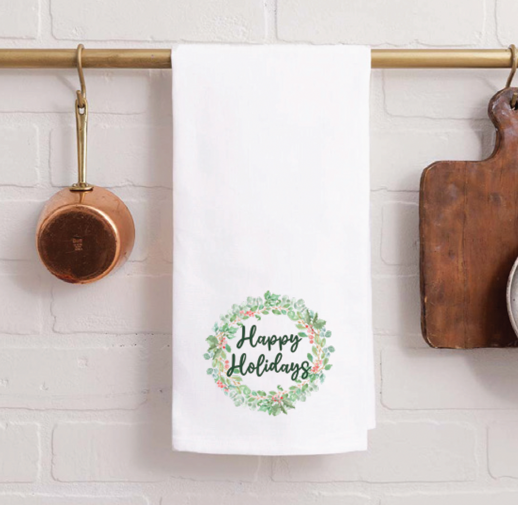 Happy Holidays Tea Towel