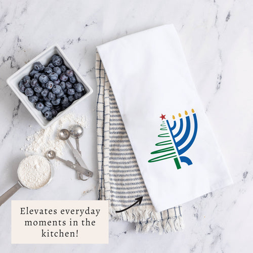Christmas Hanukkah Tea Towel