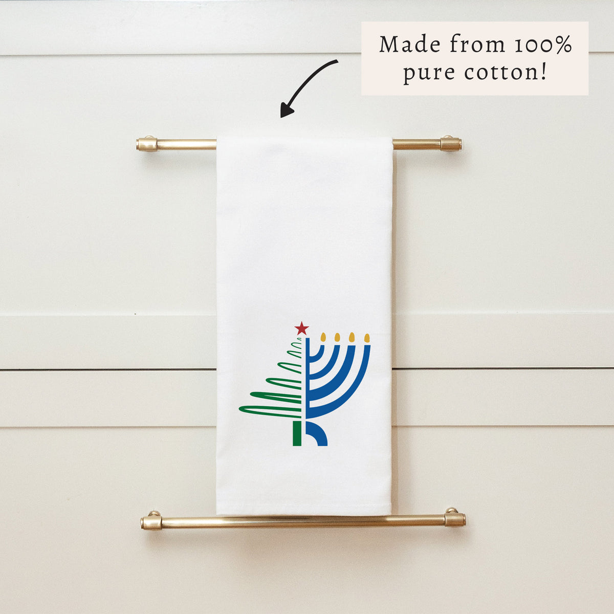 Christmas Hanukkah Tea Towel