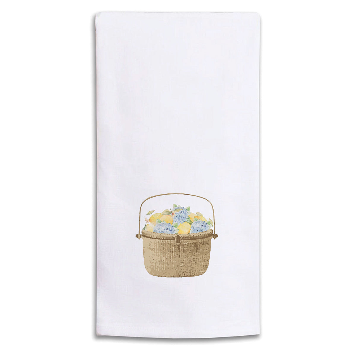 Hydrangea Lemon Basket Tea Towel