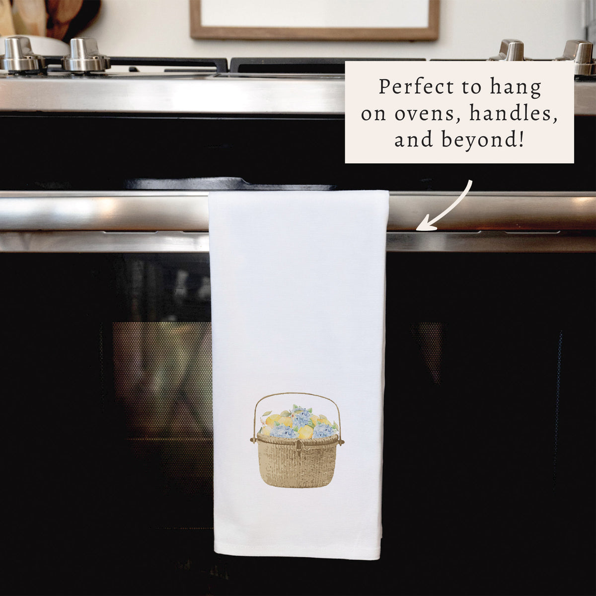Hydrangea Lemon Basket Tea Towel
