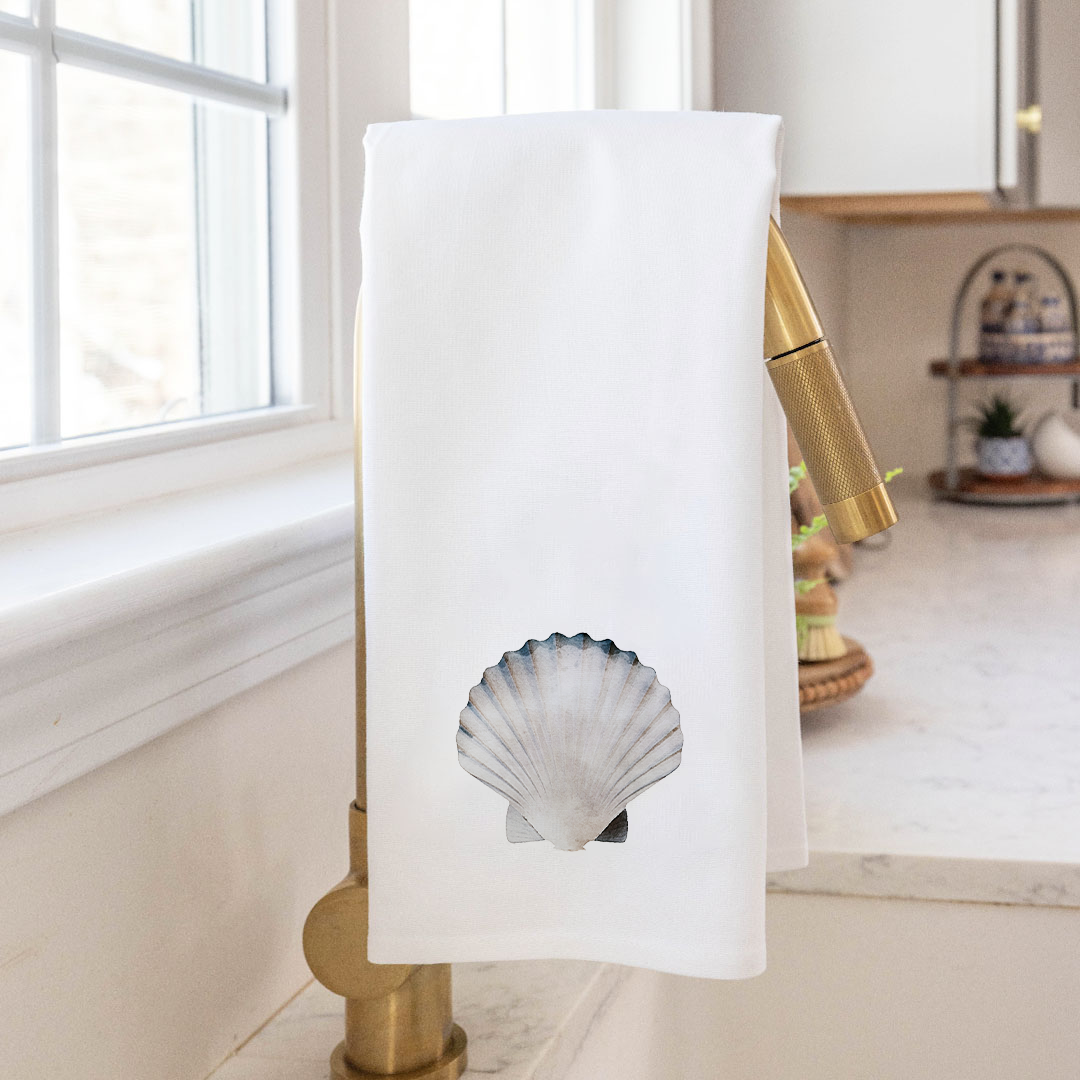 Watercolor Shell Tea Towel