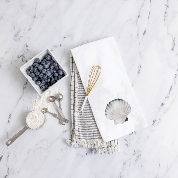 Watercolor Shell Tea Towel
