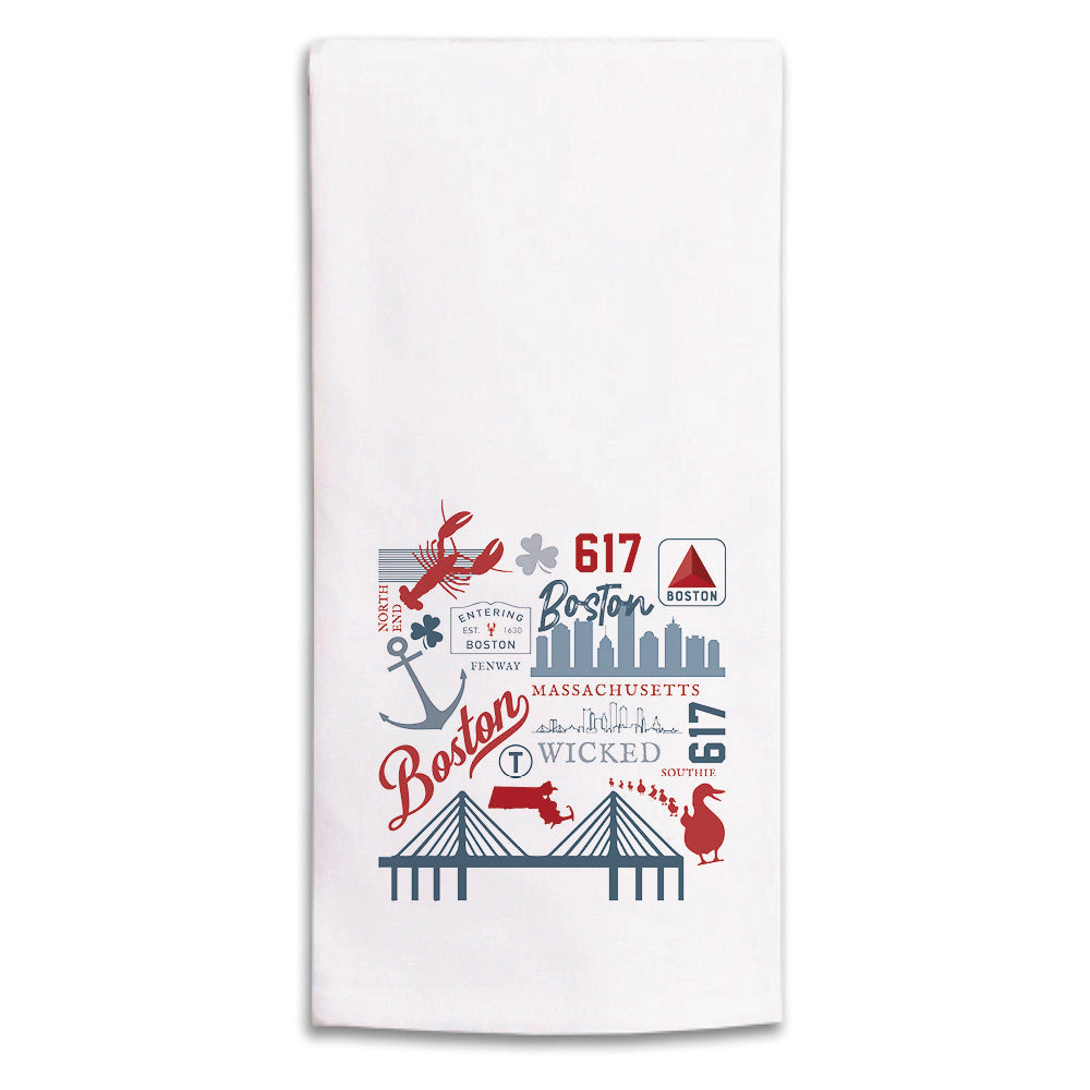 All Things Boston Tea Towel