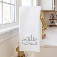 Buffalo Skyline Line Art Tea Towel
