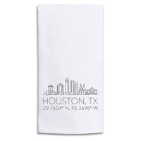 Houston Skyline Line Art Tea Towel