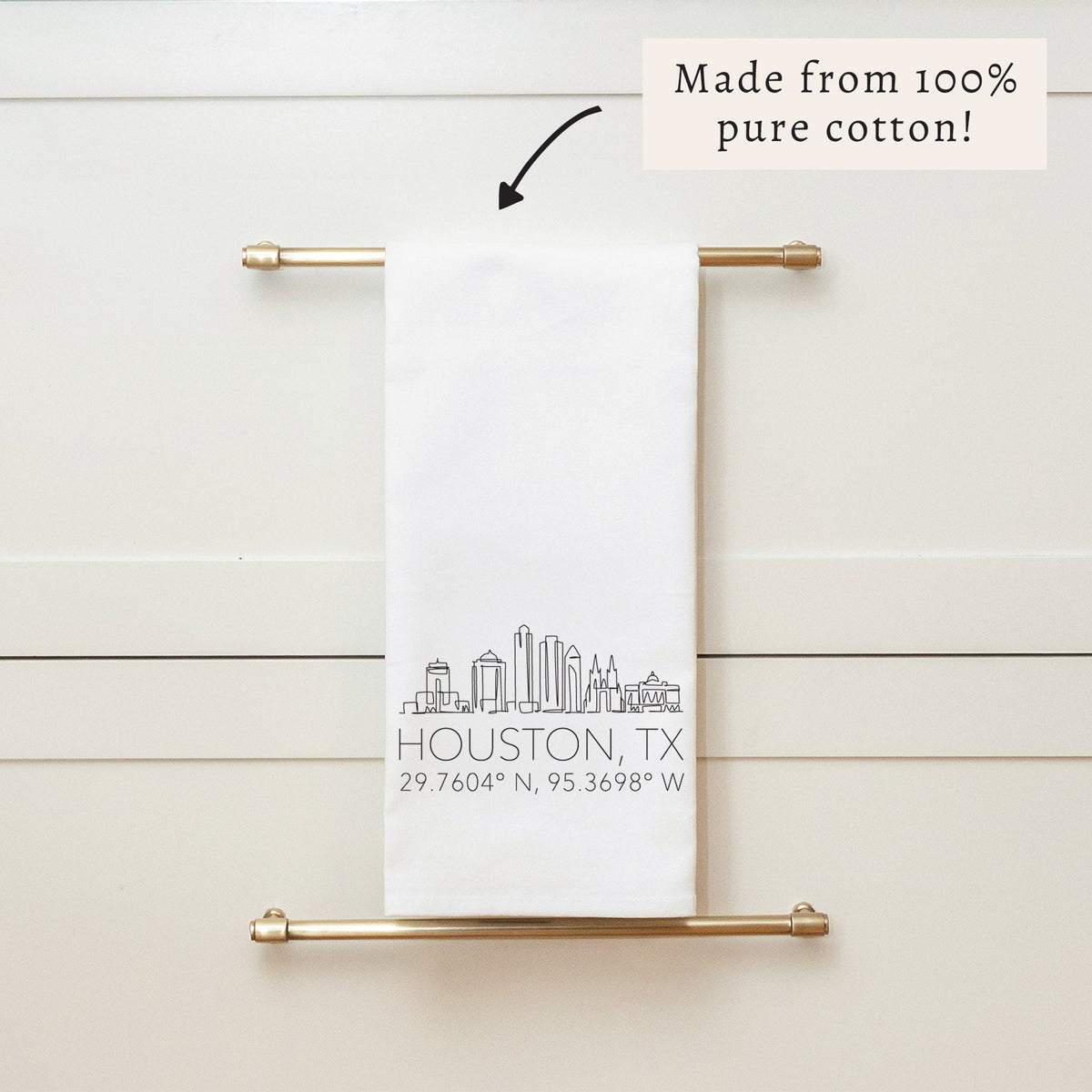 Houston Skyline Line Art Tea Towel