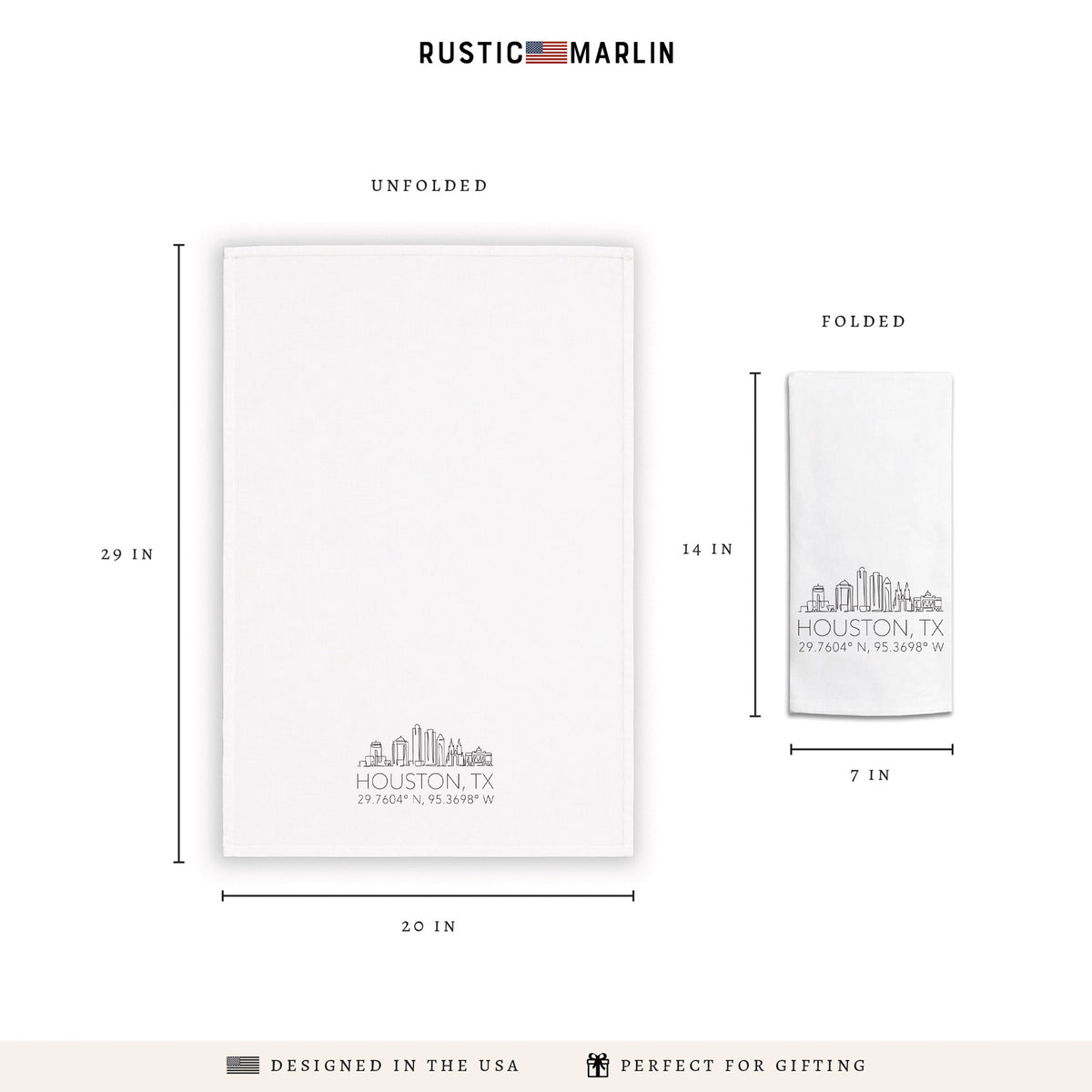 Houston Skyline Line Art Tea Towel