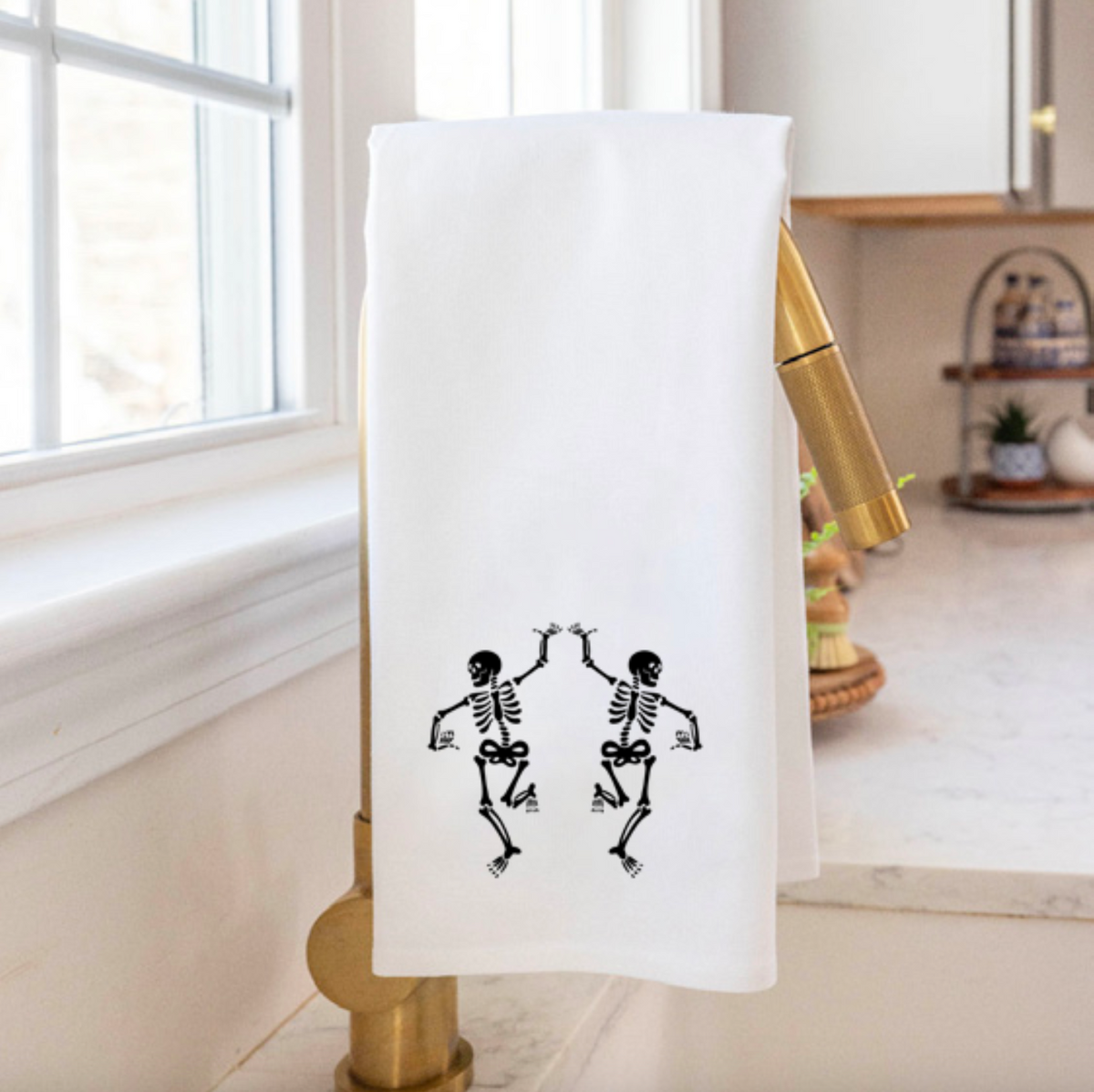 Two Dancing Skeletons Tea Towel