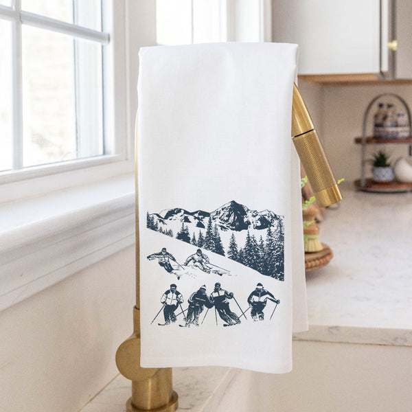 Retro Ski Run Tea Towel