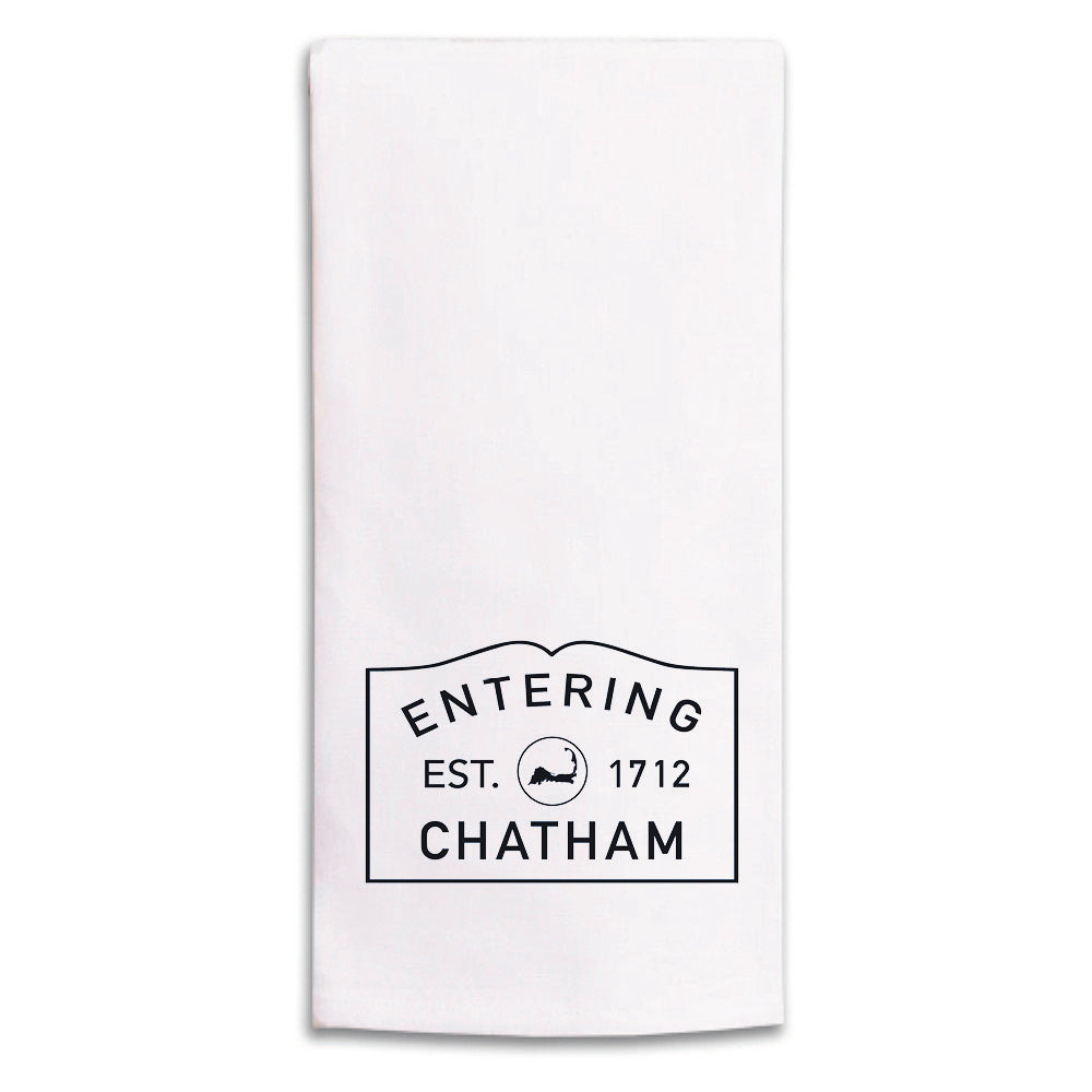 Entering Cape Cod White/Navy Tea Towel