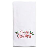 Merry Christmas Holly Tea Towel