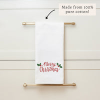 Merry Christmas Holly Tea Towel