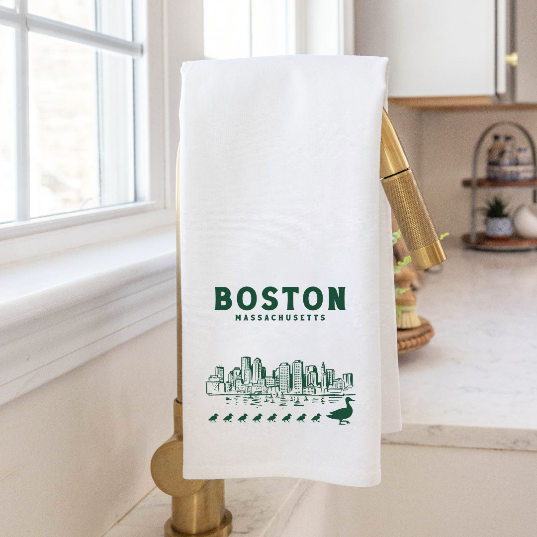 Boston Skyline Ducklings Tea Towel