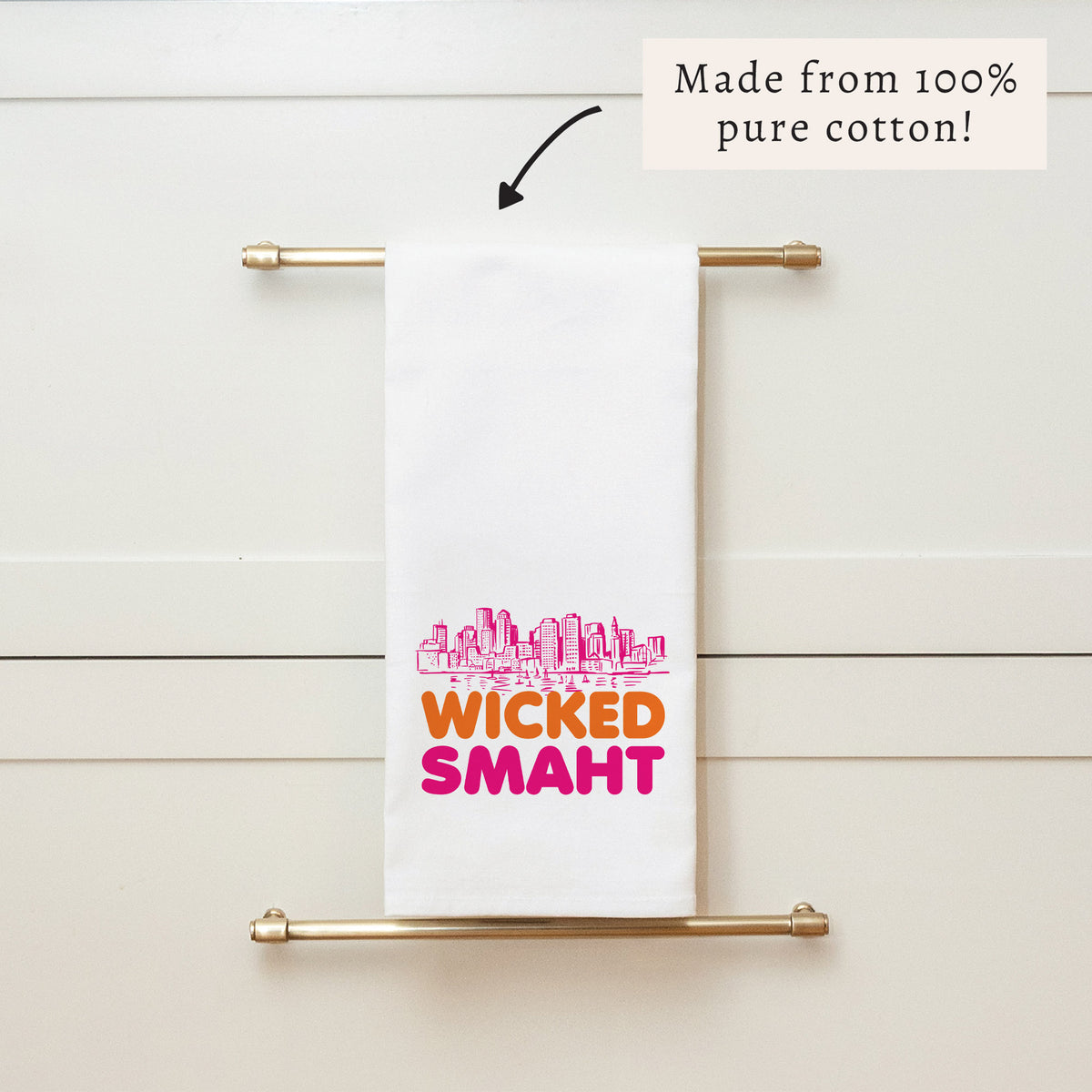 Boston Wicked Smaht Orange And Pink Tea Towel