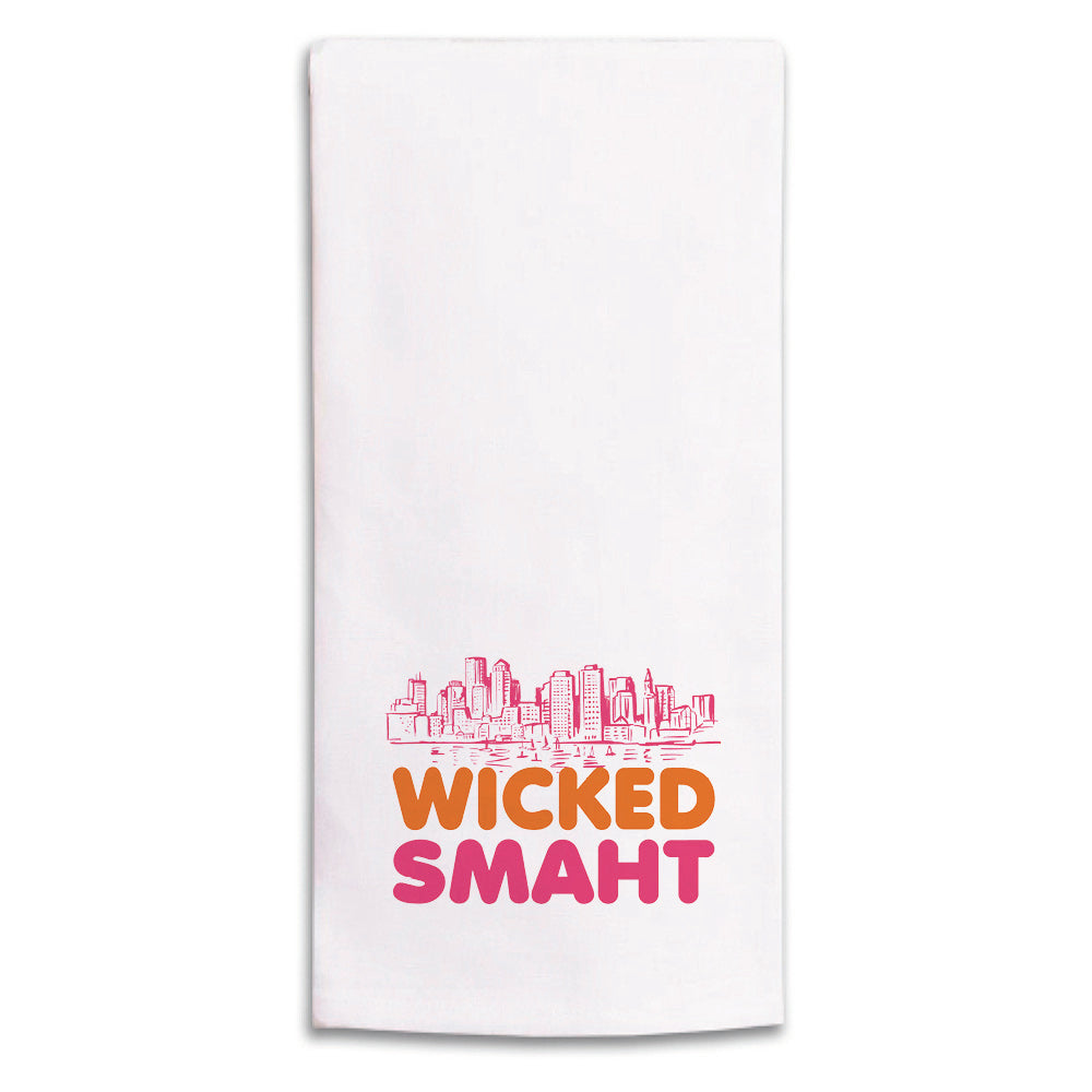 Wicked Smart Boston Orange and Pink Tea Towel