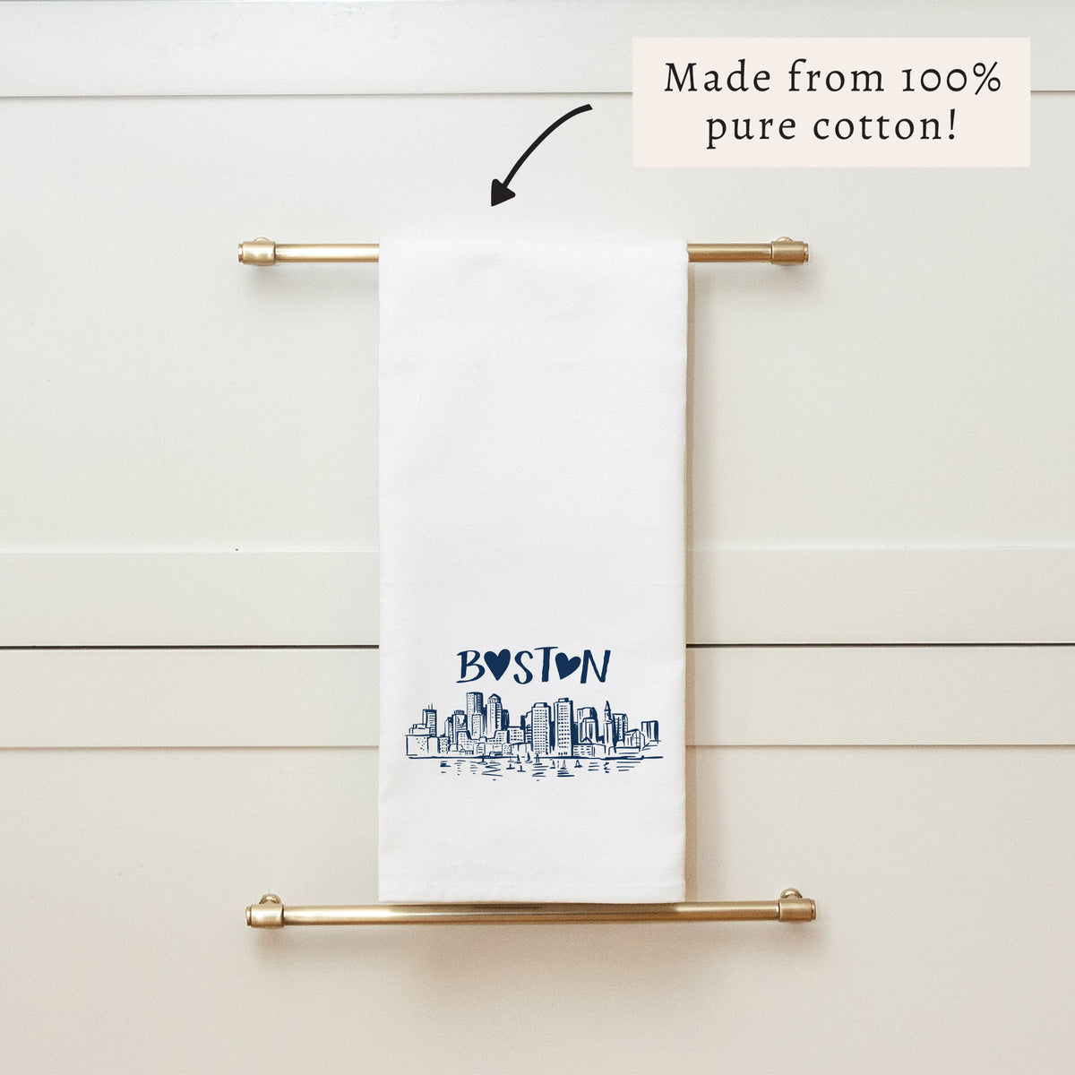 Boston Heart Skyline Tea Towel