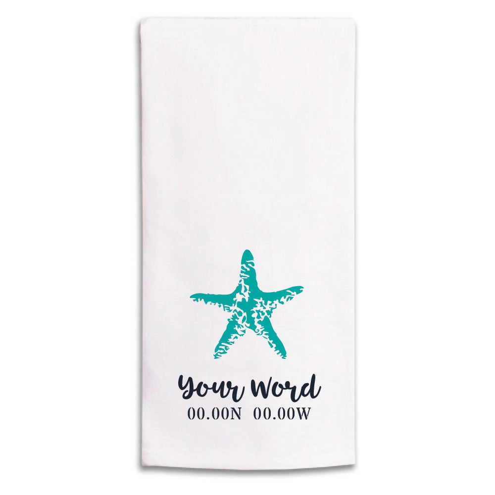 Starfish Coordinates Personalized Tea Towel