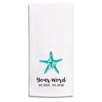Starfish Coordinates Personalized Tea Towel