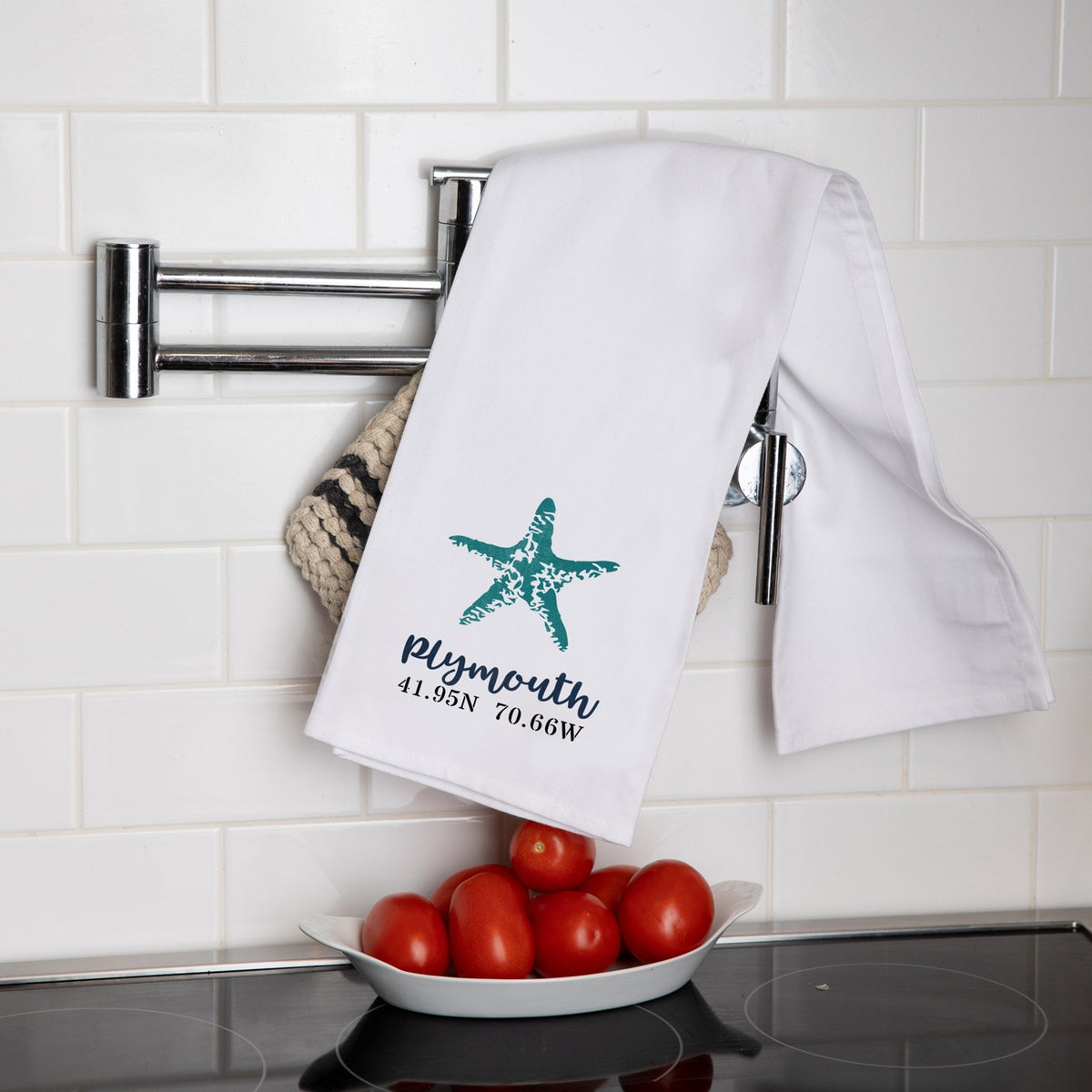 Starfish Coordinates Personalized Tea Towel