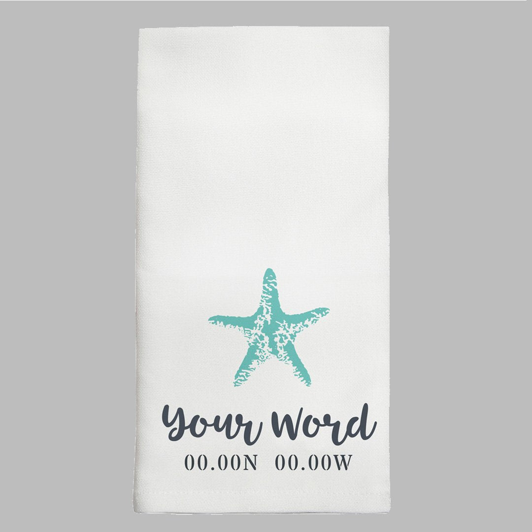 Starfish Coordinates Personalized Tea Towel