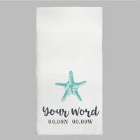 Starfish Coordinates Personalized Tea Towel