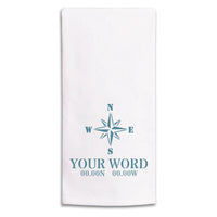 Compass Coordinates Personalized Tea Towel