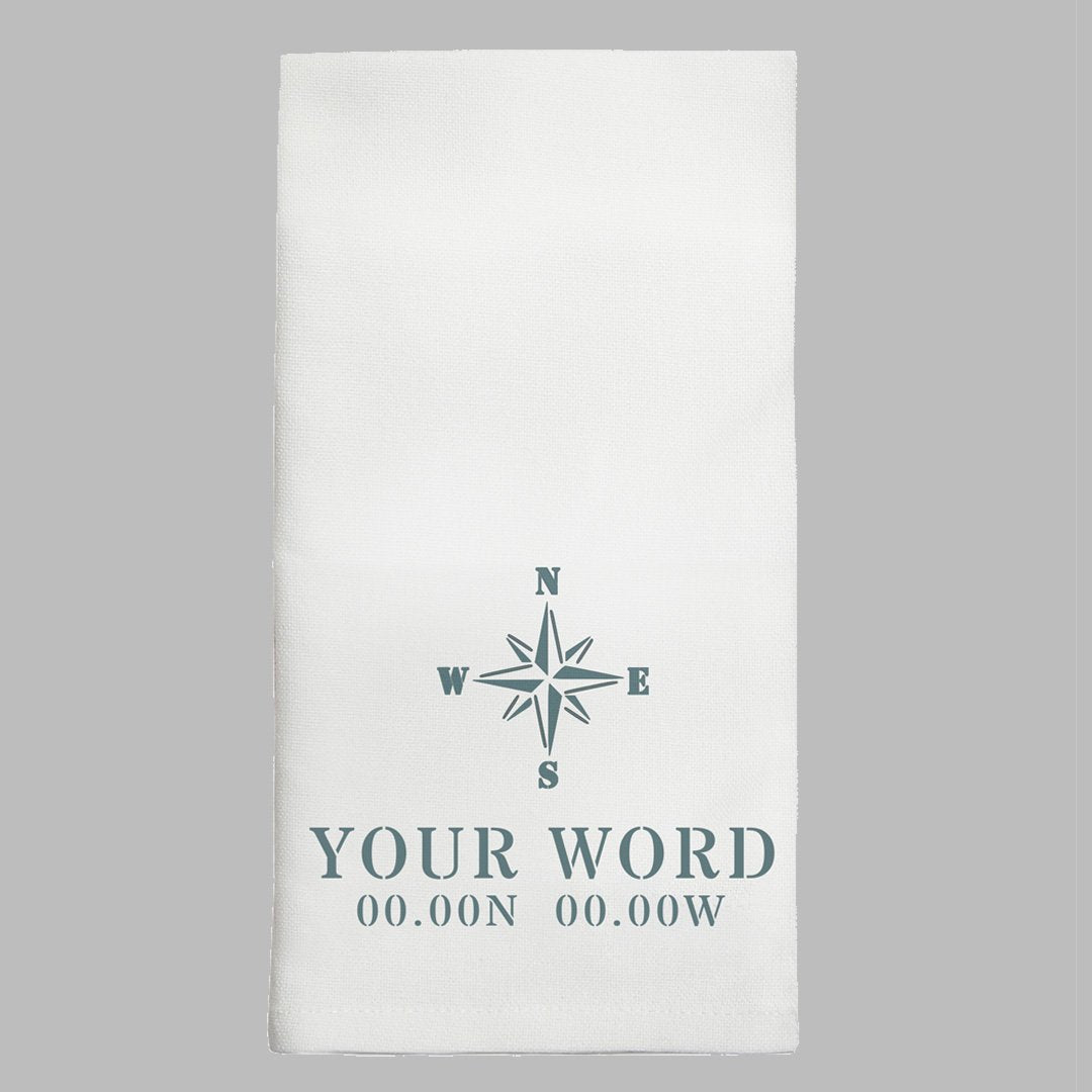 Compass Coordinates Personalized Tea Towel