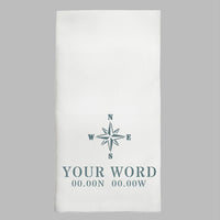 Compass Coordinates Personalized Tea Towel