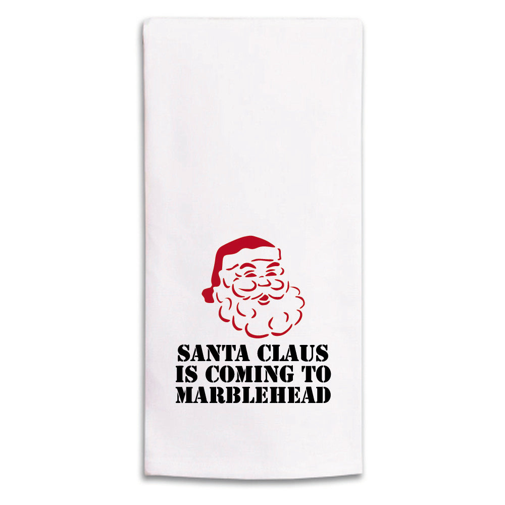 Santa Claus Is Coming To Town Personalized Tea Towel