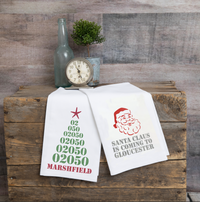 Santa Claus Is Coming To Town Personalized Tea Towel