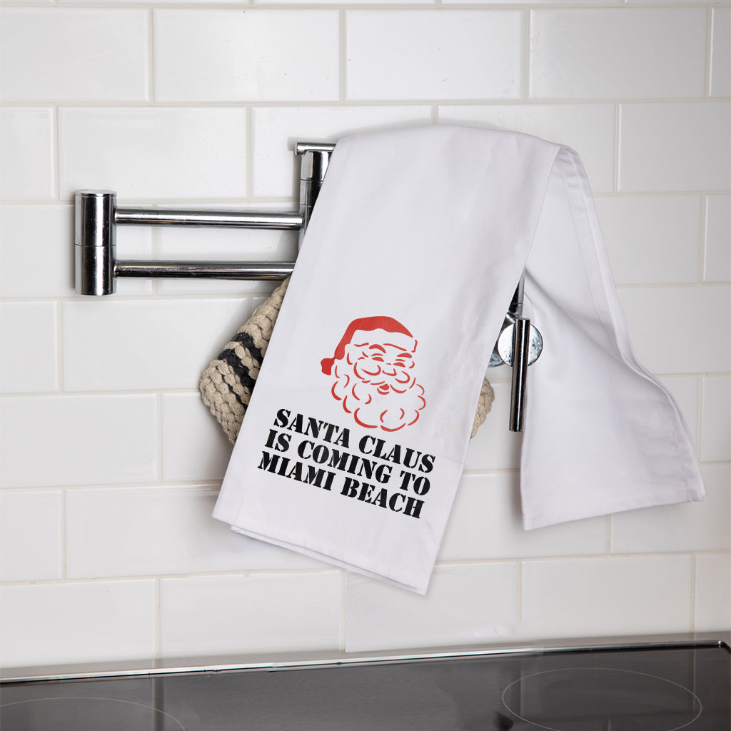 Personalized Santa Claus Is Coming To Town Tea Towel