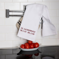 Your Word + Coordinates Personalized Tea Towel