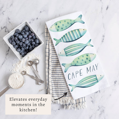 Coastal Fish Personalized Tea Towel