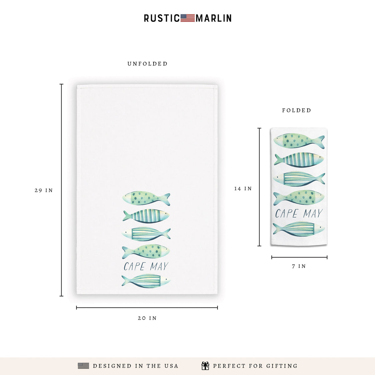 Coastal Fish Personalized Tea Towel