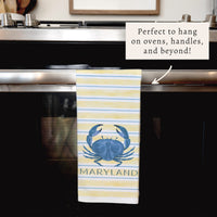 Blue Crab Stripe Personalized Tea Towel