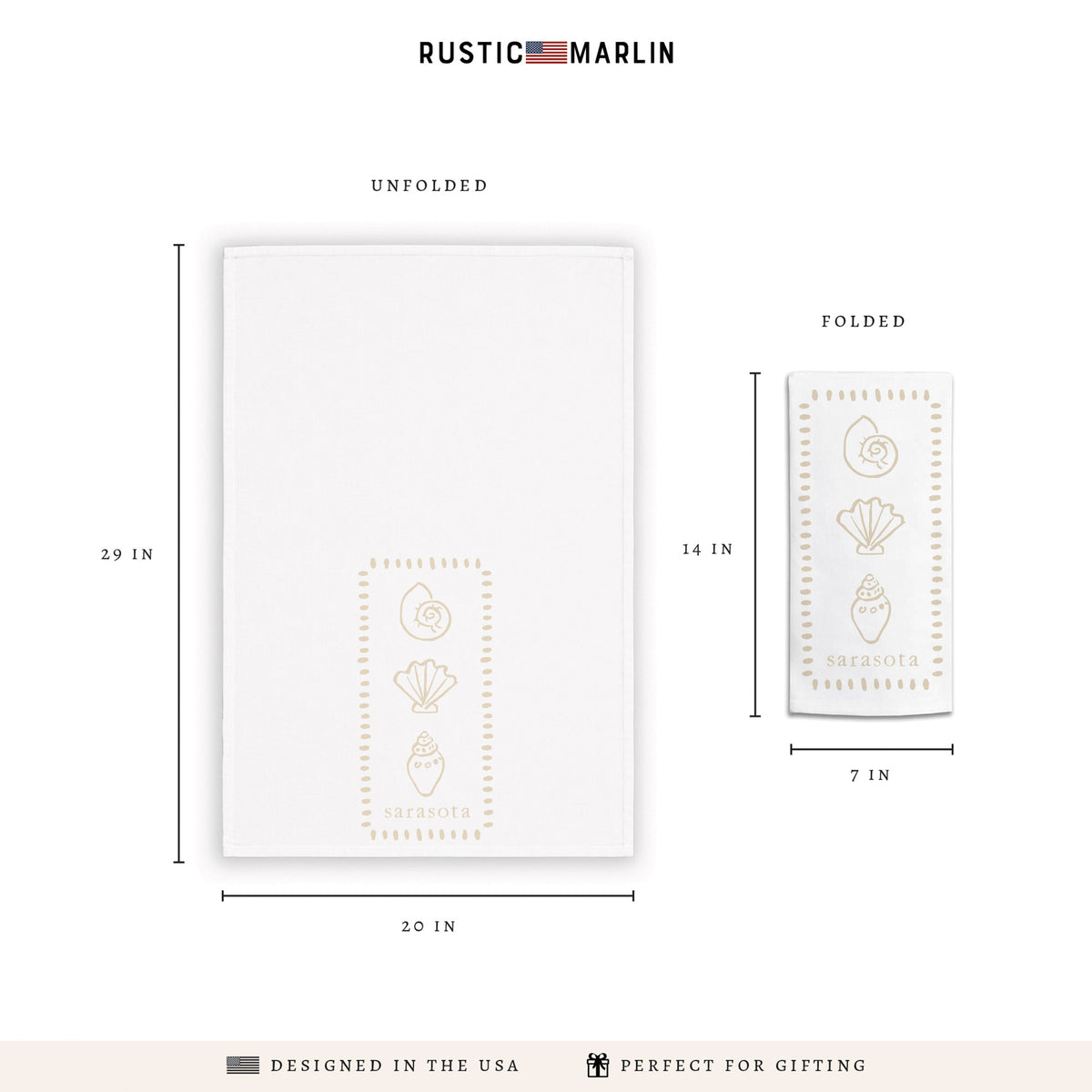 Neutral Shells Personalized Tea Towel