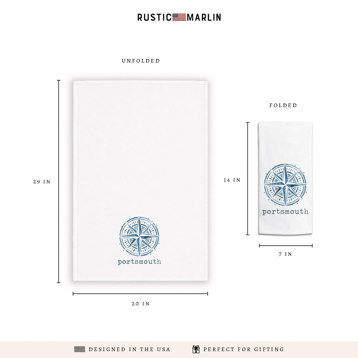 Compass Personalized Tea Towel
