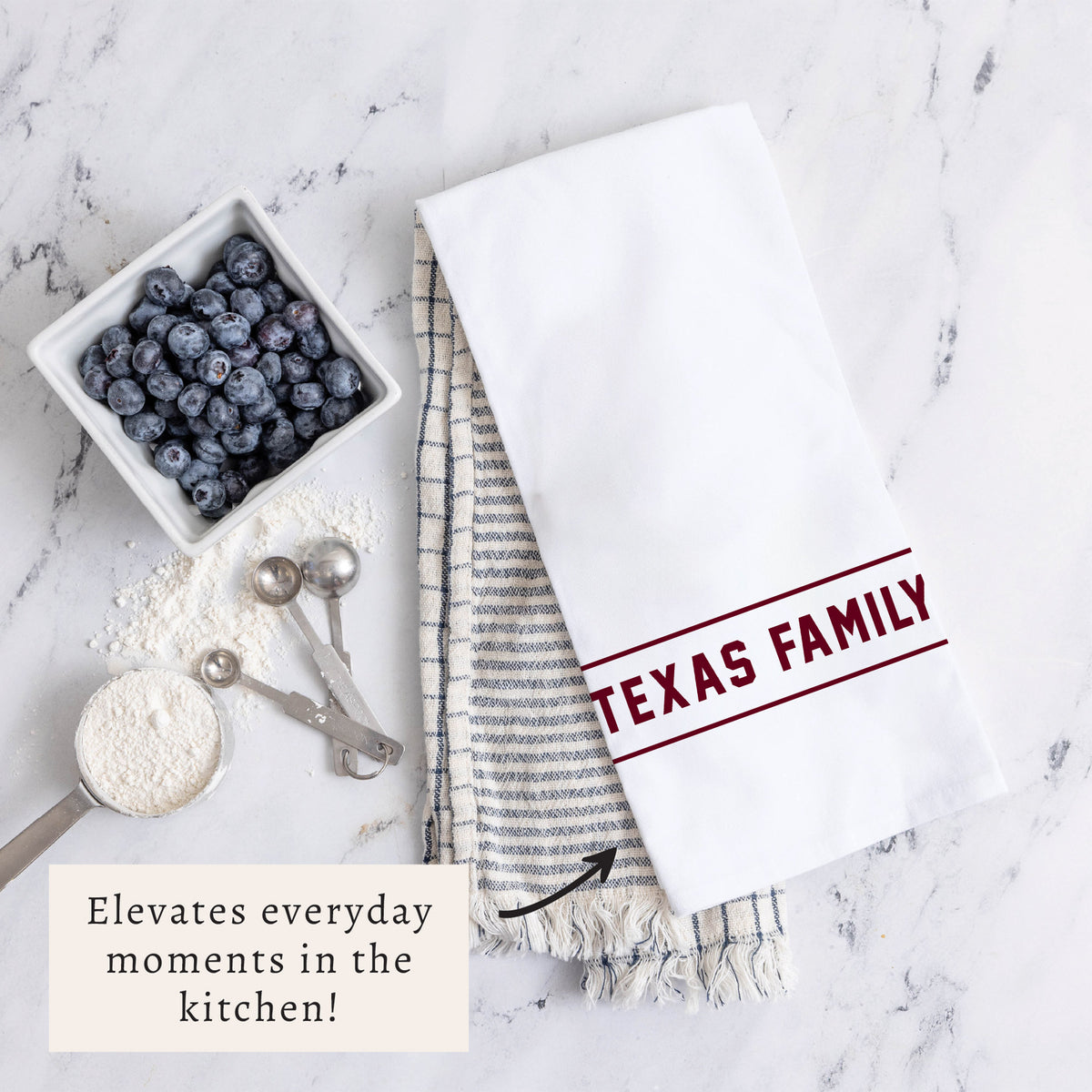 Collegiate Stripe Crimson Personalized Tea Towel