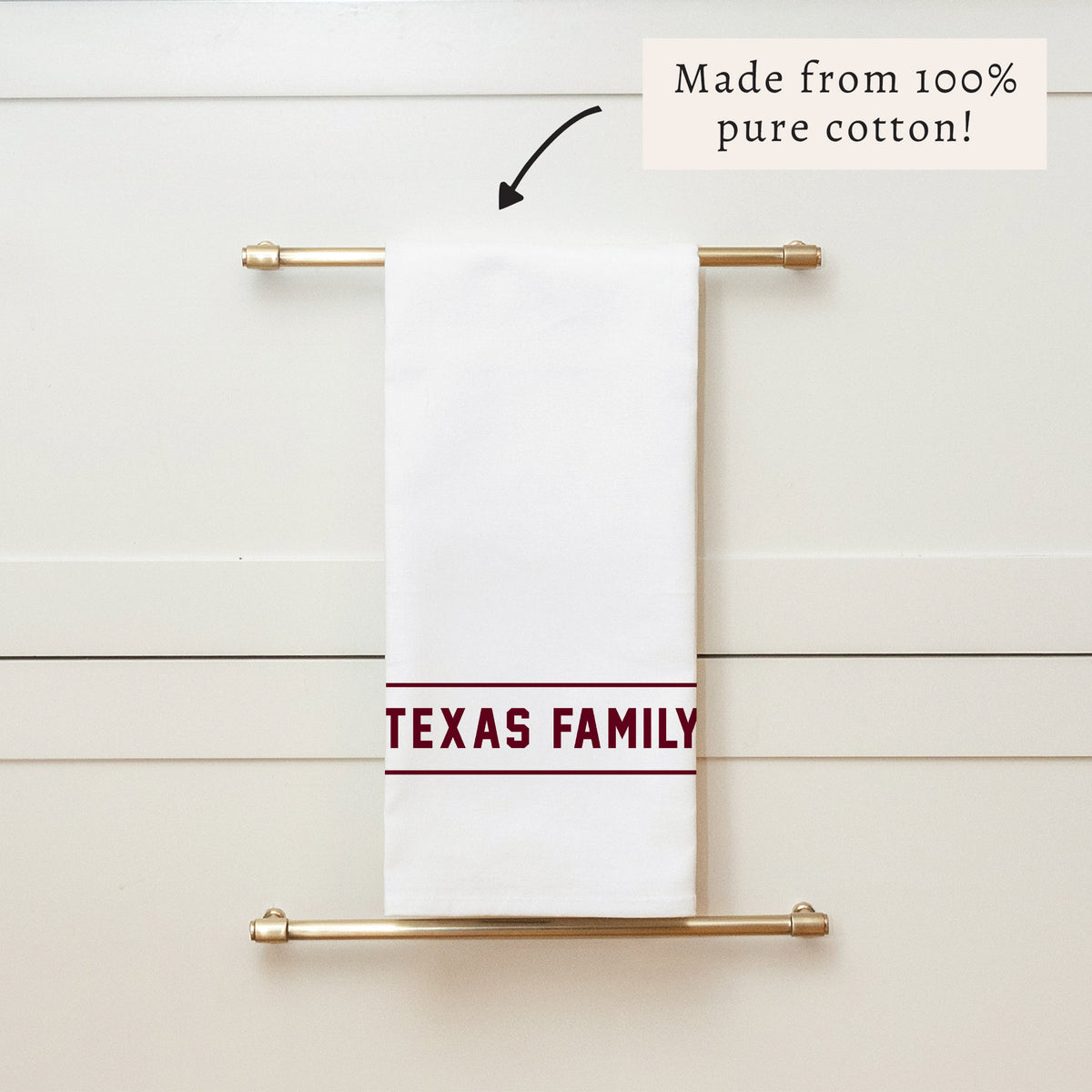 Collegiate Stripe Crimson Personalized Tea Towel
