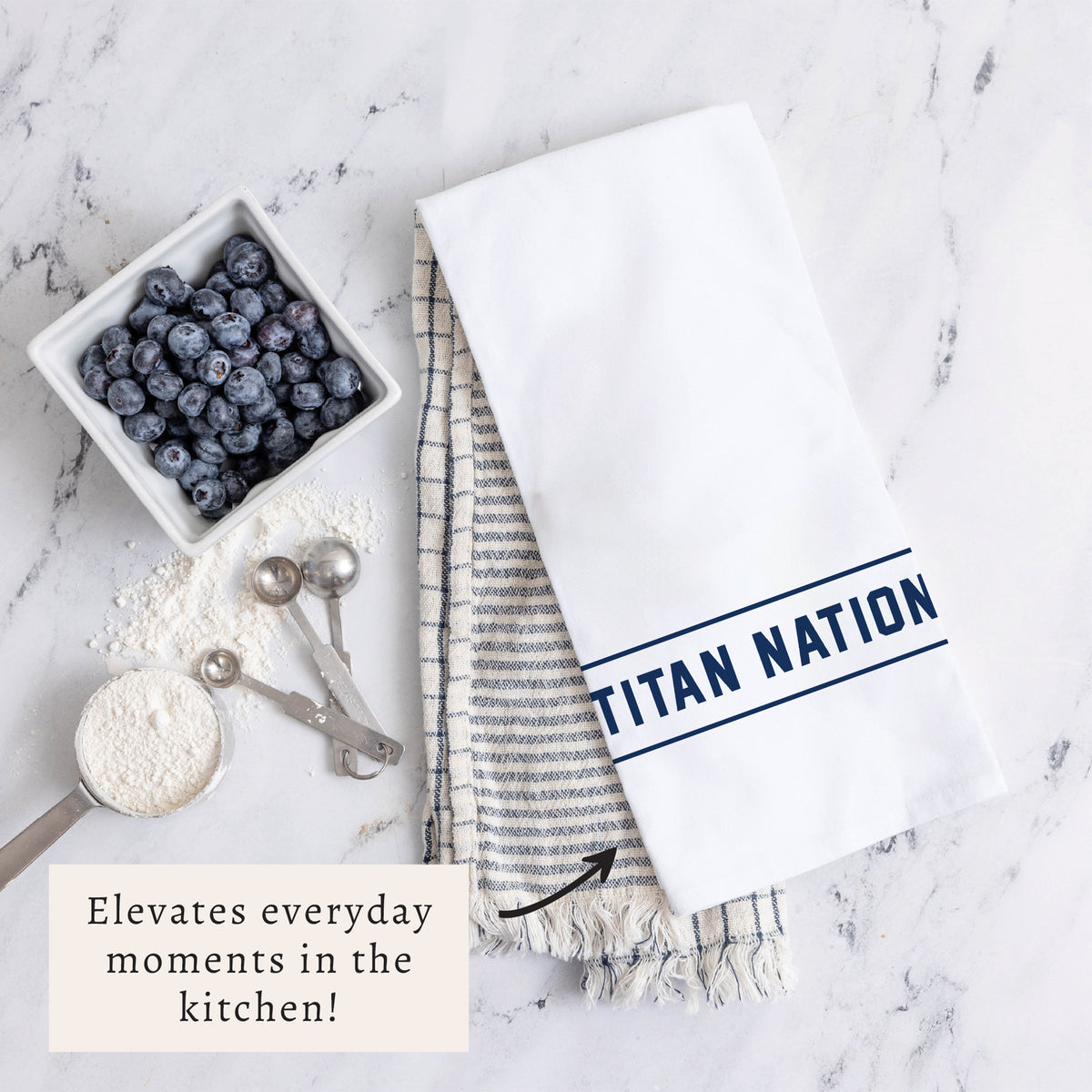 Collegiate Stripe Navy Personalized Tea Towel