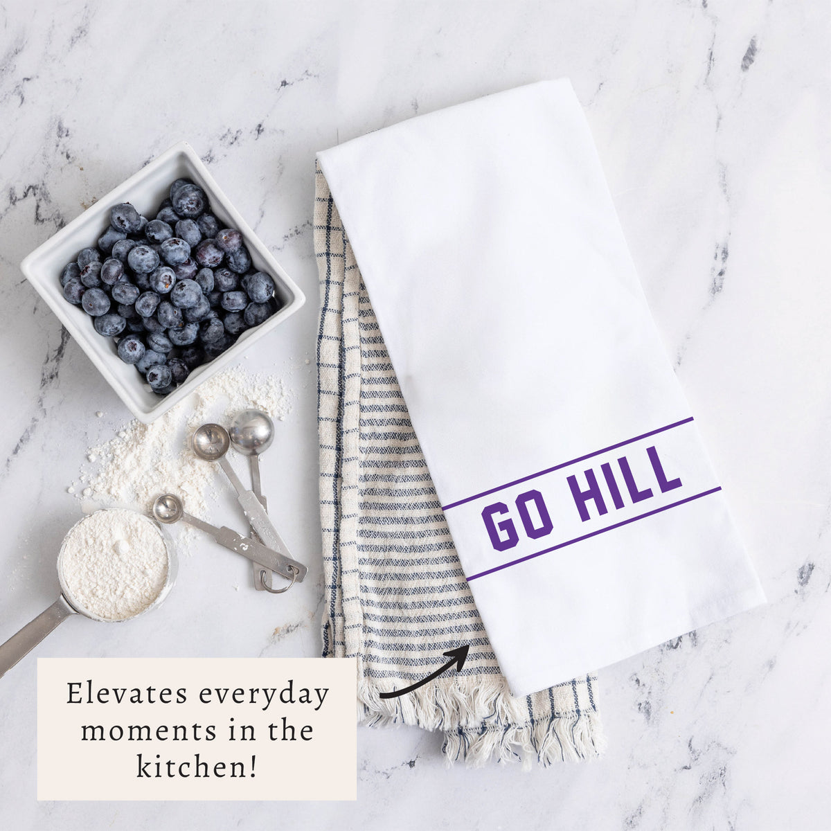 Collegiate Stripe Purple Personalized Tea Towel