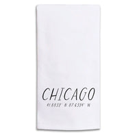 Hometown Coordinates Personalized Tea Towel