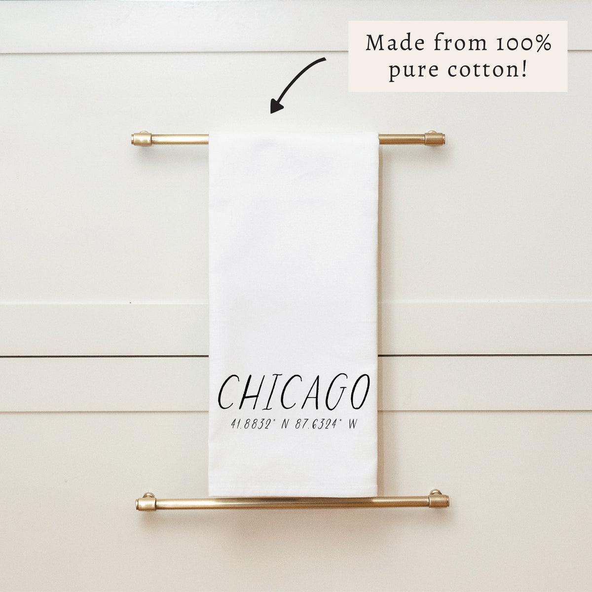 Hometown Coordinates Personalized Tea Towel